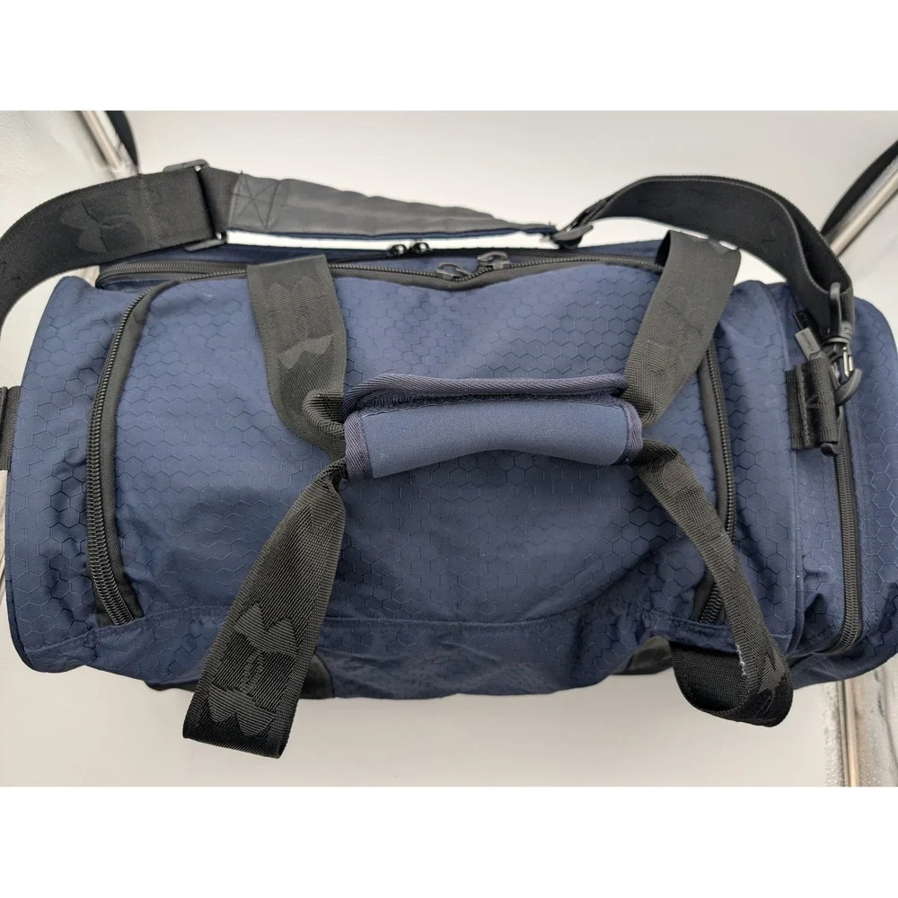 Under Armour Navy Blue Hexagon Ripstop Duffel Bag Gym Travel Bag
